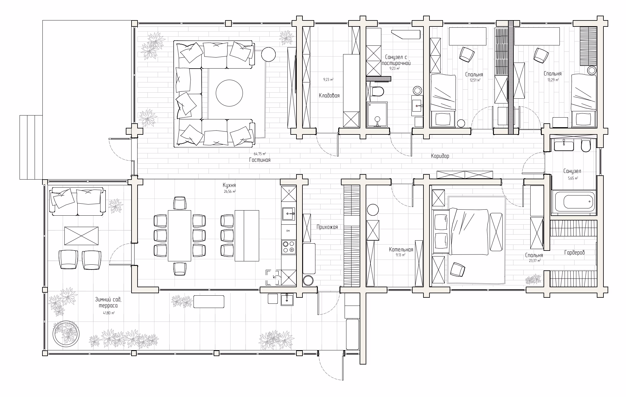 Modern House план загородного дома из клеёного бруса 240x270 мм дизайн интерьера ытудия арис