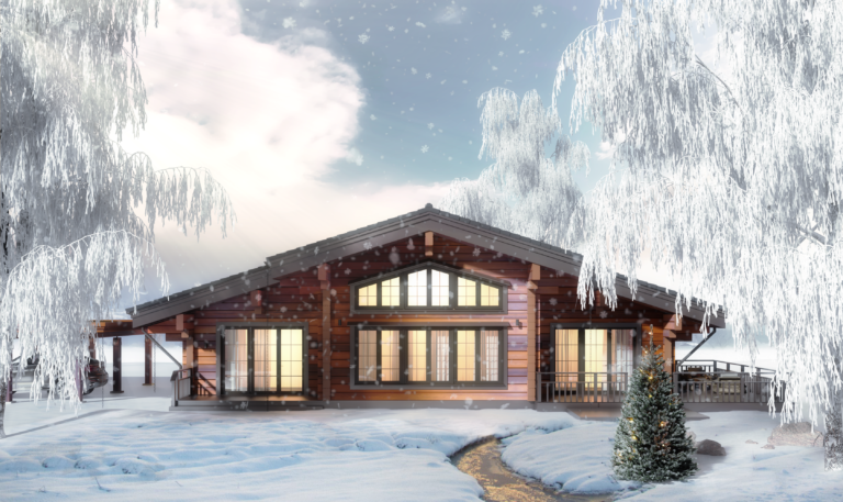 Проект загородного дома в классическом стиле шале из клееного бруса студия арис